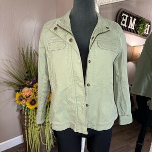 Crown & Ivy • Green Zip Up Stretch Jacket